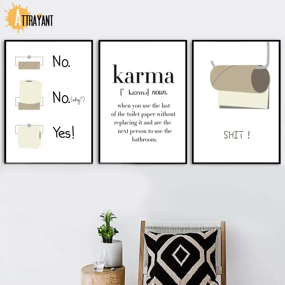 Toilet Paper Funny Shit Quote Karma Wall Art Canvas Painting Nordic Posters And Prints Wall Pictures For Bathroom Washroom Decor Painting Calligraphy Aliexpress