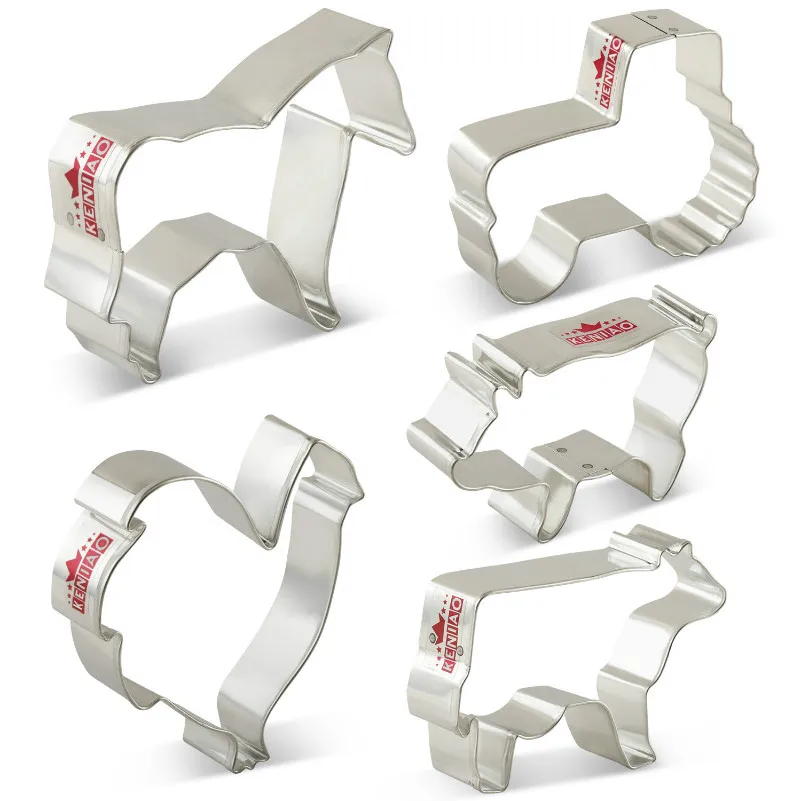 

KENIAO Farm Cow / Horse/ Tractor - Cookie Cutter - 5 PCS - Animal Cattle Biscuit / Fondant / Bread Cutter - Stainless Steel