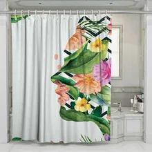 3D Green Tropical Plants Beach Shower Curtain Bathroom Waterproof Polyester Printing Curtains for Bathroom Shower #ZW1 novelty 3d end of the world digital printing shower curtain for bathroom