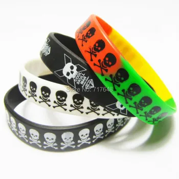 

400pcs Cool Skulls Man Reggae Punk wristband silicone bracelets free shipping by FEDEX