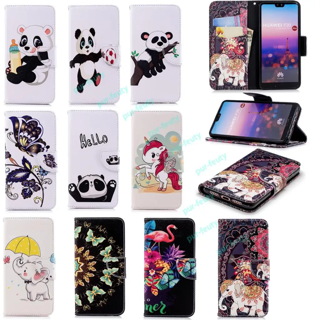 

Flip Case for Huawei P20 EML L29 L09 Wallet Card Slot Luxury Painted Phone Leather Case for Huawei P 20 EML-L29 EML-L09 EML-AL00