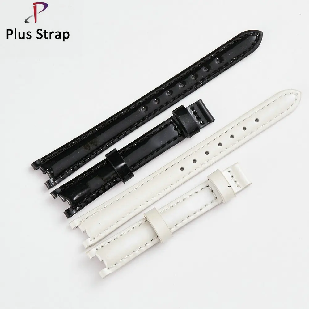 

Plus strap 12mm Soft Calf Genuine Leather Watch Strap for T094 Replacement Watch band Women Lady Belt Bracelet Black & White