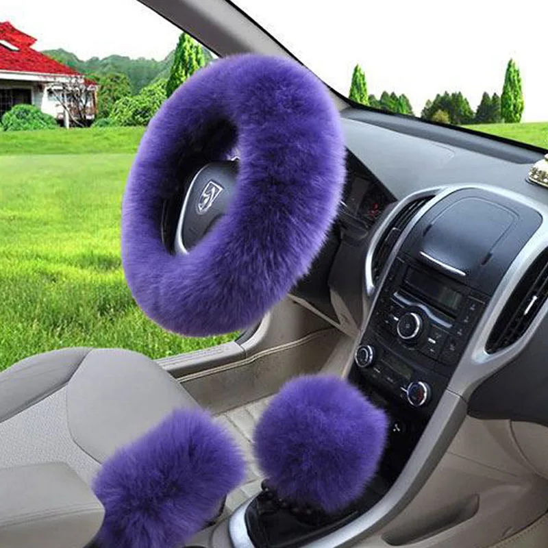 pure wool steering wheel cover purple