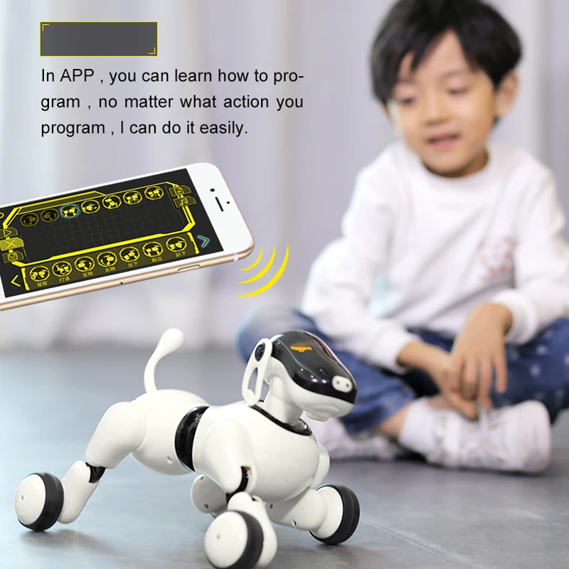 Presente de Aniversário Helicmax Robô Inteligente Eletrônico Pet Aplicativo Móvel Manipulação Bluetooth Conectar Multi-função ai Cão
