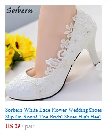 Sorbern/Дешевые свадебные туфли с кристаллами; белая аппликация из кружева; Свадебная обувь на Плоском Каблуке; трендовые каблуки; закрытый носок; женские туфли на плоской подошве