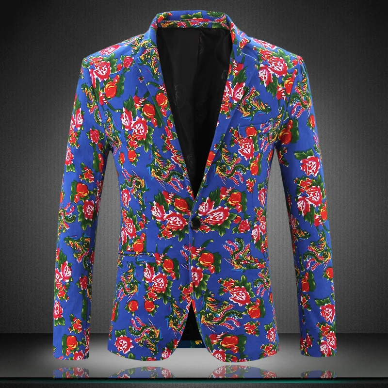 Chinese style men's fashion flower suit 2015 brand new design men's