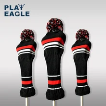 1 Set/3 pcs  Black Red White Wool Knit Golf Clubs Set Driver 3# 5# Fairway Wood Head Covers with Number Tag