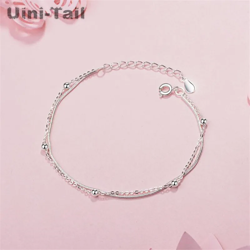 

Uini-Tail hot new 925 sterling silver snake bone chain bead bracelet retro simple fine wild temperament fashion jewelry GN541