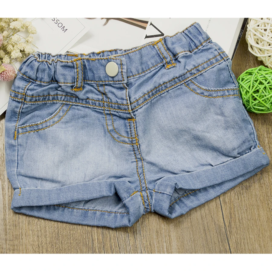

Infant Baby Girls Summer Denim Shorts Newborn Bebe Light Color Short Pants Soft Cotton Adjustable Elastic Waist Baby Clothing