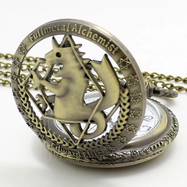 Бронзовые винтажные карманные часы Эдвард Элрик с цепочкой из ожерелья P424