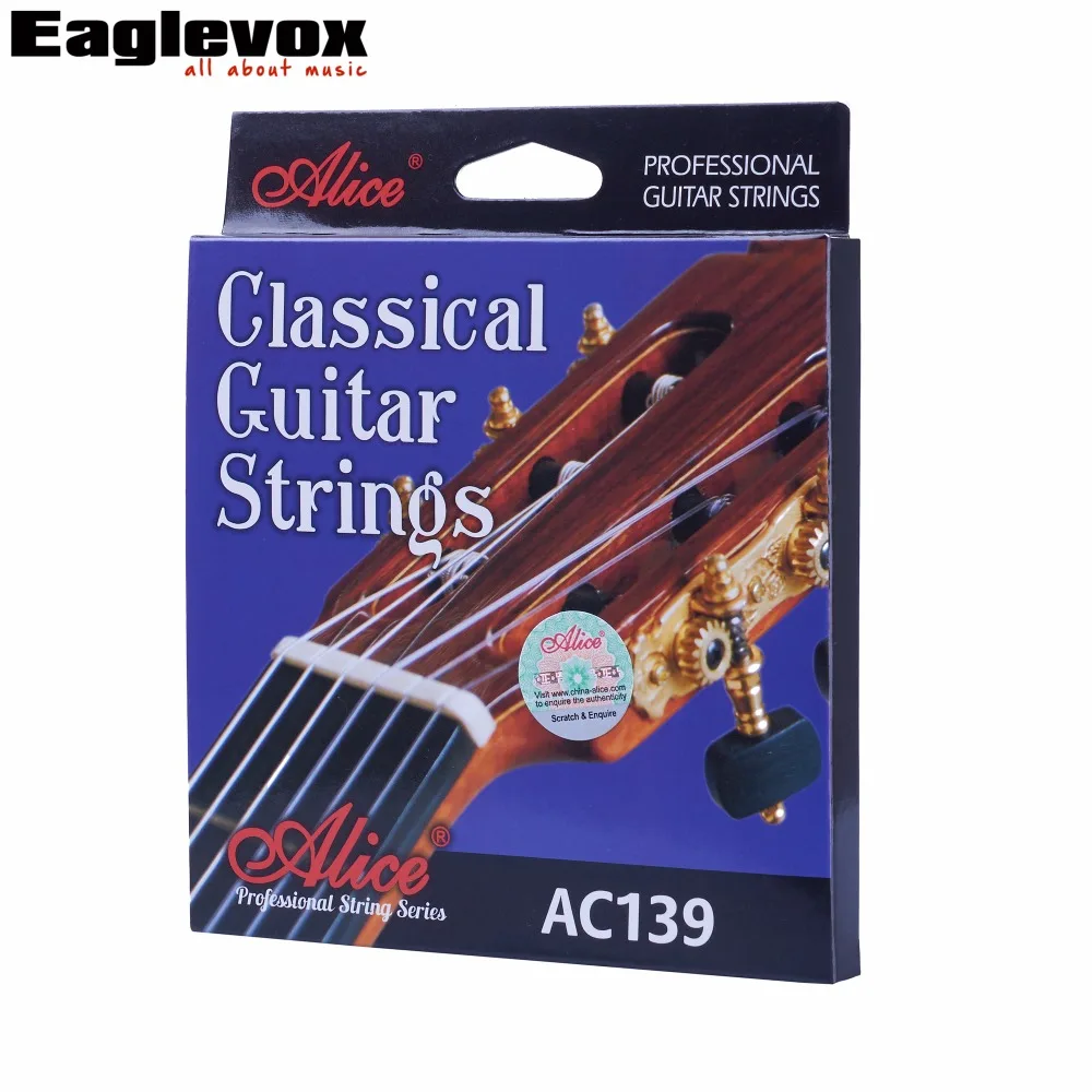 Alice Black Classical Guitar Strings 6 Strings Nylon & Golden Plated
