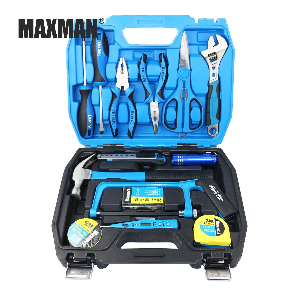 

MAXMAN 36Pcs Hand Tool Set General Household Hand Tool Kit with Plastic Toolbox Storage Case Pliers Saw Wrench Screwdriver Knife