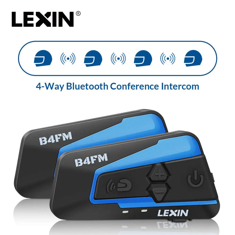 2 piezas Lexin de 4 moto motocicleta Bluetooth casco auriculares intercomunicador FM BT intercomunicador auriculares MP3 interfone - 1