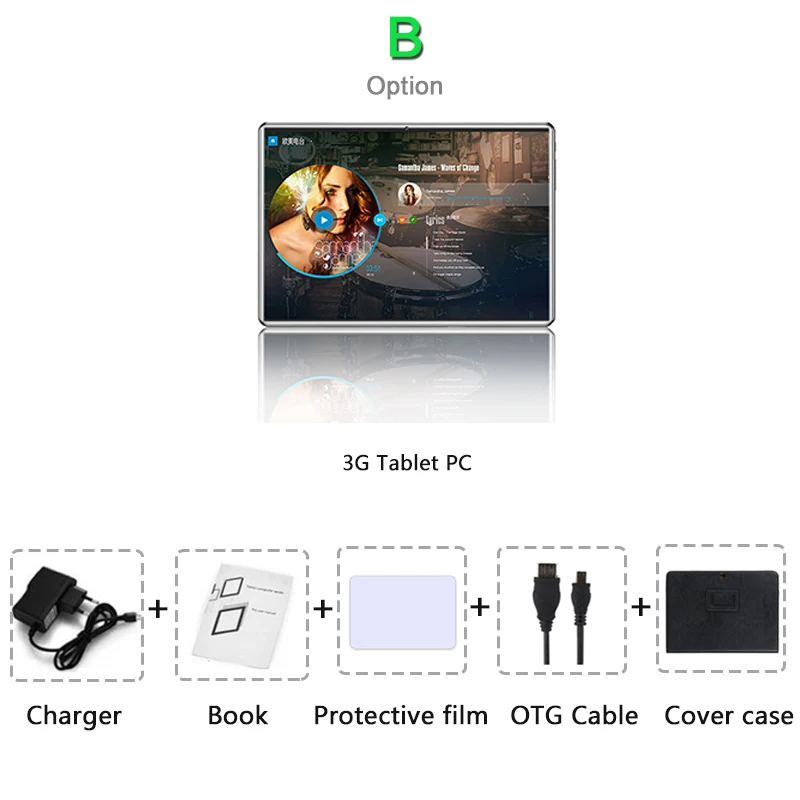 10.1-дюймовый планшетный ПК Android 8.0 Octa Core RAM 6 ГБ ROM 64 ГБ 1280* 800 Изогнутый экран Dual SIM-карта 4G LTE Телефонный звонок WIFI GPS 10-дюймовый Смарт-планшеты+ подарок - Комплект: Комплект 2