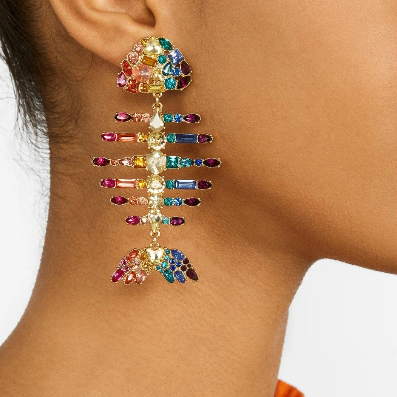 

Luxury Red Crystal Crab Drop Earrings Bohemian Geometric Gold Color Earrings Brand Design Fashion Animal Female Wedding Jewelry