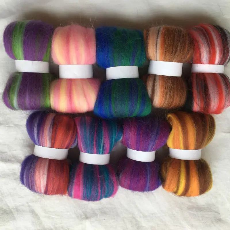 WFPFBEC 9colors Australia 20um sheep 100 wool fiber needle felting