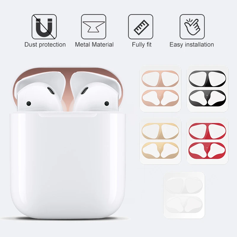 Лот 10 шт Металл пыле AirPods случае Стикеры самоклеющаяся пленка ультра-тонкий защитная упаковка Стикеры для Apple Airpods крышка