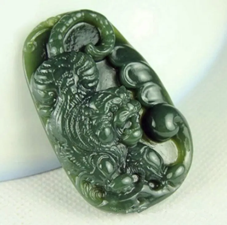 

Natural hetian jade QINGYU Zodiac tiger pendant men's HuHuShengWei jade pendant