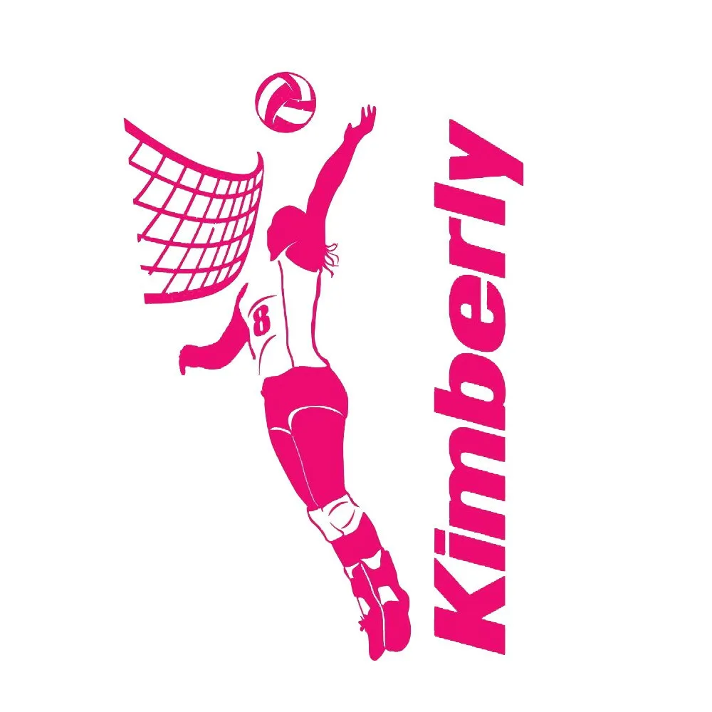 

Volleyball Player Girl Decal Personalized Name Number Wall Stickers Sport Gym Decor For Girl Bedroom Sport Wallpapers