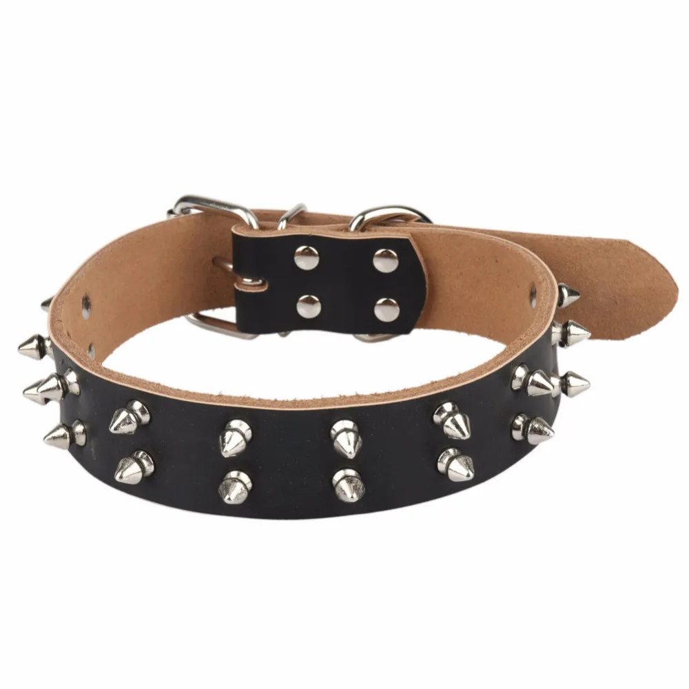 PipiFren Genuine Leather A Big Dogs Collars Spiked Accessories For