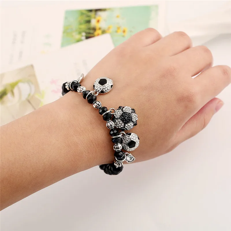 Ckysee Women Pulseira Sports Jewelry Black Beaded Charm Bracelets
