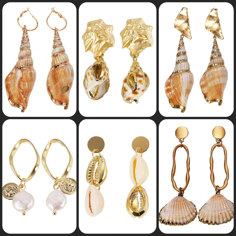 

Miwens New Design shell Drop Dangle Earrings for Women Geometric Metal animal naturalConch Statement Earrings Pendientes Jewelry
