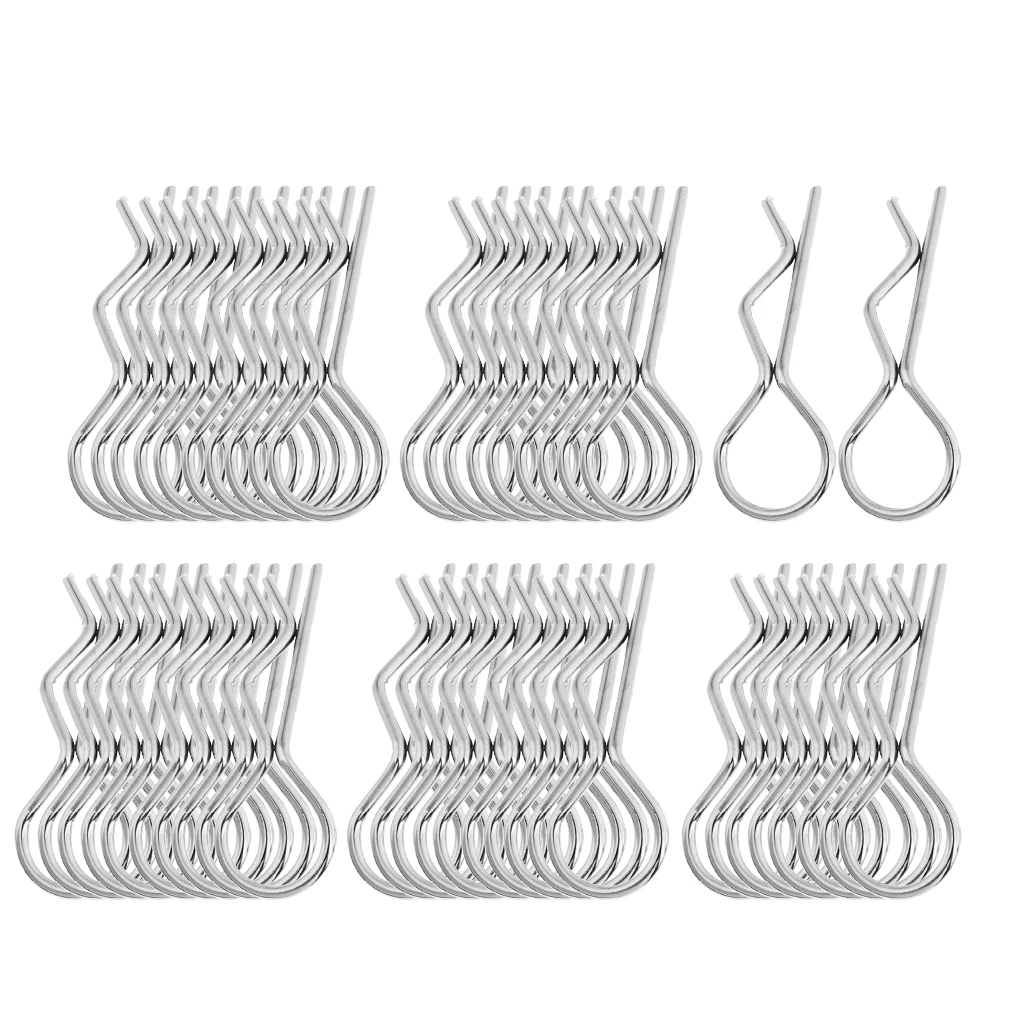 

50 Pieces Stainless Steel Body Clips R Pin Shell for 1/10 1/12 1/8 RC Car