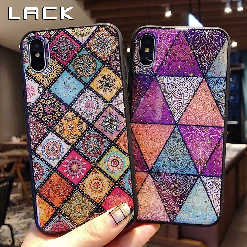 

LACK Retro Geometric Art Phone Case For iphone XS Max X XR 8 7 6 S Plus Back Cover Luxury Gold Foil Cases Fashion Colorful Capa