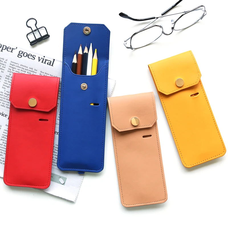 

Kinbor Cute Creative Pencil Case Fashion PU Pencil Bag Travel Portable Pen Holder Kawaii Stationery School Office Supplies