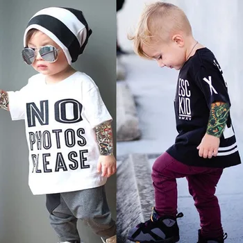 

Children T Shirts Tattoo Pattern Sleeve Mesh Baby Boys Girls T Shirts Cotton Tops Kids Tees Spring Autumn New Arrival
