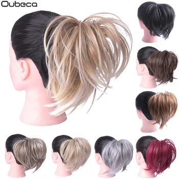 Oubeca Synthetic Tousled Flexible Hair Bun Straight Donut Chignon Elastic Messy Scrunchies Wrap For Ponytail Extension For Women tanie i dobre opinie High Temperature Fiber Rubber Band Piano Color Short Hair Wrap