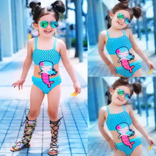 

Kids Baby Girls Mermaid Scale Swimwear Swimsuit Beachwear One-piece Bikini Set