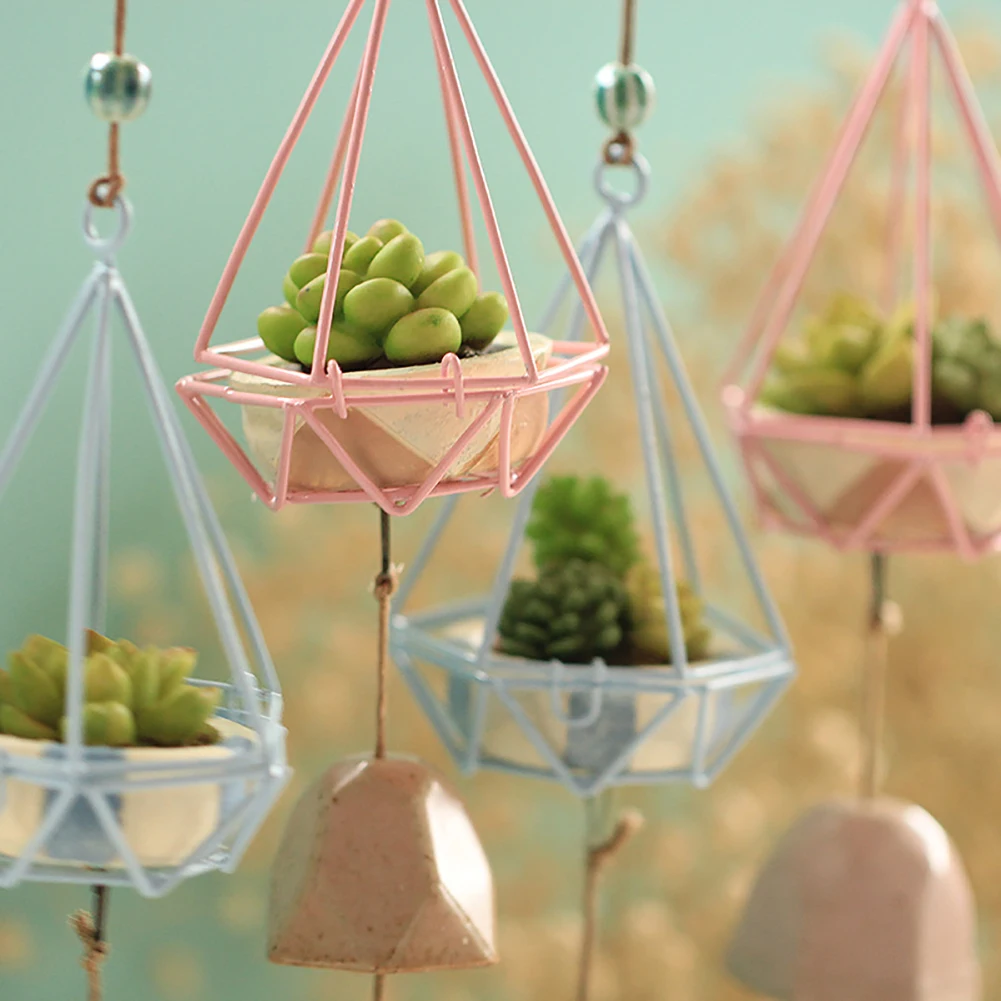 Psychedelic лесной колокольчик железная маленькая клетка растение суккулент орнамент смола керамический ветряной колокольчик предметы мебели
