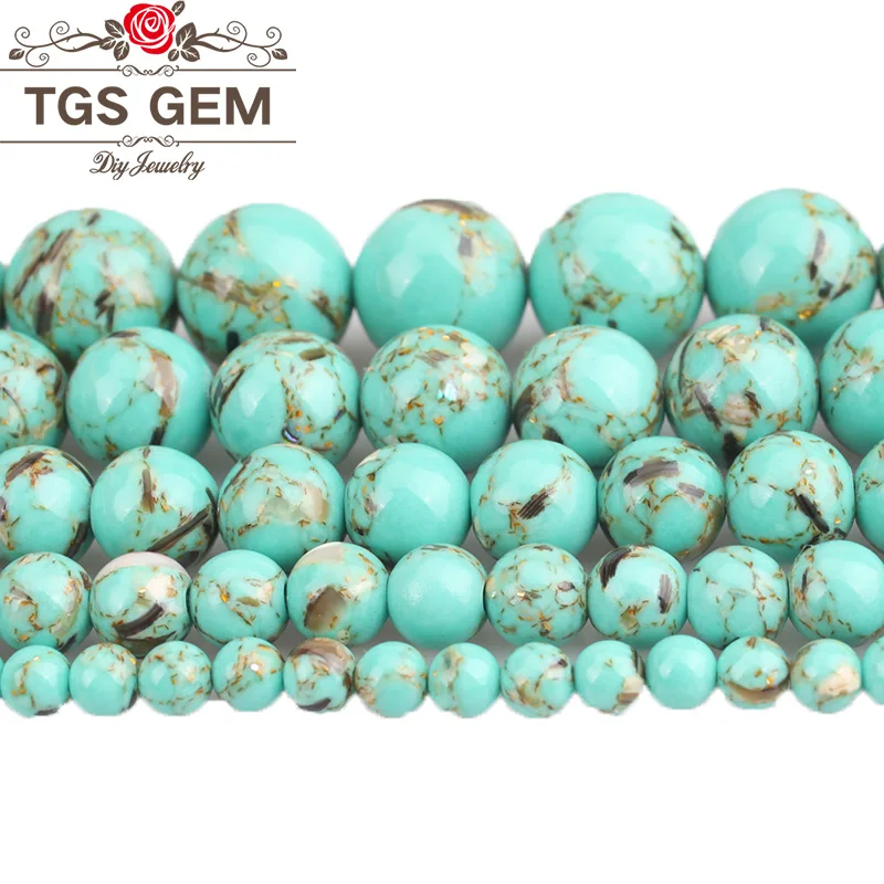 

Natural Shell Beads Green Shell Black Flecks Howlite Round Loose Beads For Bracelet Jewelry Making 4 6 8 10 12mm
