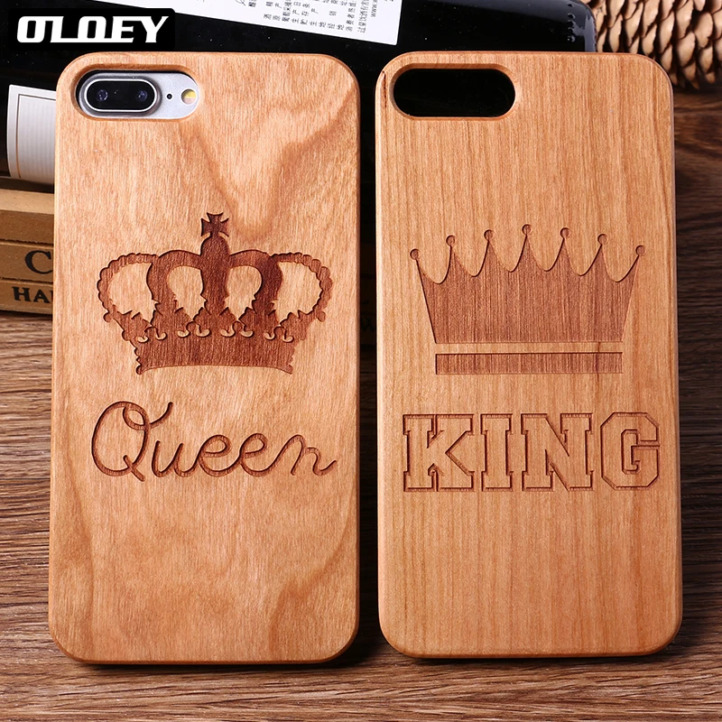 

For iPhone 6S 7 7Plus 8 8Plus XS Max King Queen Crown World Map Praying Real Wood Phone Case For SAMSUNG S7 Edge S9 S9 Plus