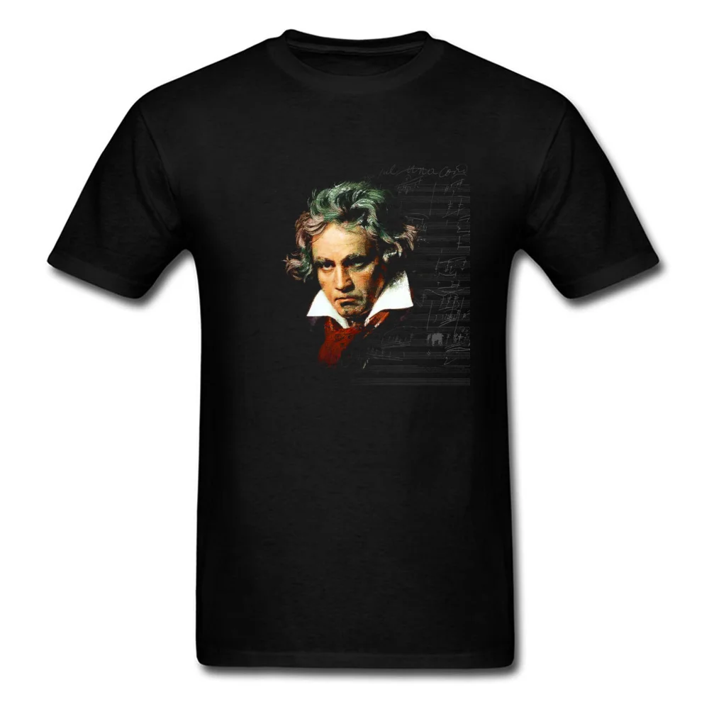 Beethoven Wholesale Men T Shirt Round Neck Short Sleeve 100% Cotton Fabric Tops Tees Simple Style Tee-Shirts Drop Shipping Beethoven black