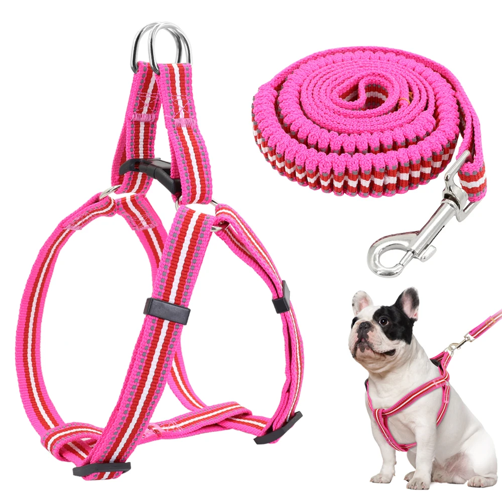 

Nylon Reflective Dog Harness And Leash Set For Medium Large Dogs Walking Adjustable Pet Harness With Stretched Lead Leash