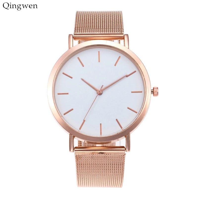 

Qingwen 2019 New relojes Gold Sliver Mesh Stainless Steel Watches Women Top Brand Luxury Casual Clock Ladies Wrist Watch CE0532