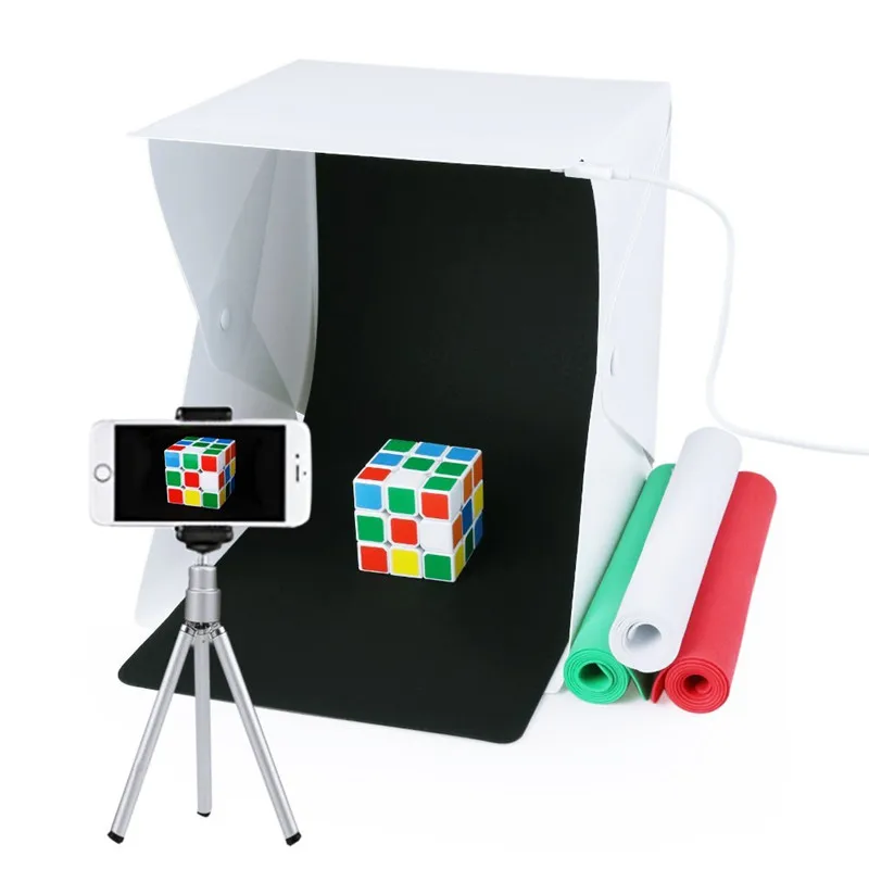 

Mini Portable Photo Studio Box Folding Table 20pcs LED Light Box Photography Studio Lighting Tent 4 Backdrops Kit Photo Lightbox