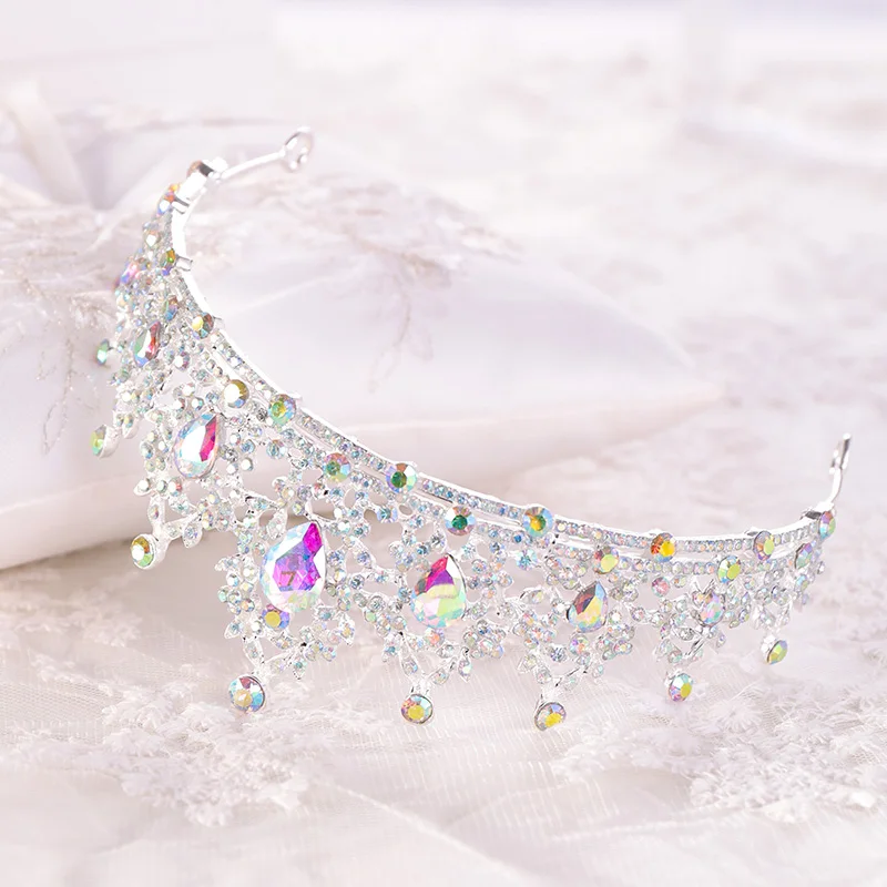 Красочные хрустальные короны, свадебные диадемы и головные уборы, Кристальные свадебные диадемы для невест, аксессуары для волос, корона, повязка на голову для женщин
