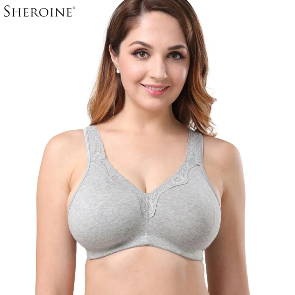 sheroine Comfort Soft Cotton Full Coverage Seamless Wirefree Bra Plus Size Everyday Bras