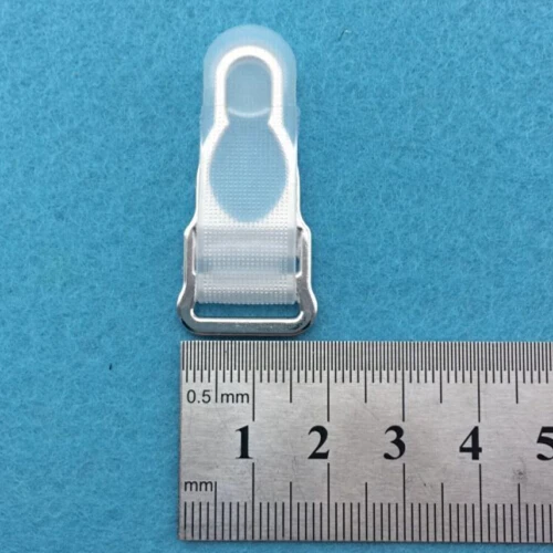 120 Pcs/pack 1.4cm Diy Garter Clip Silver Metal+ Transparent Pp