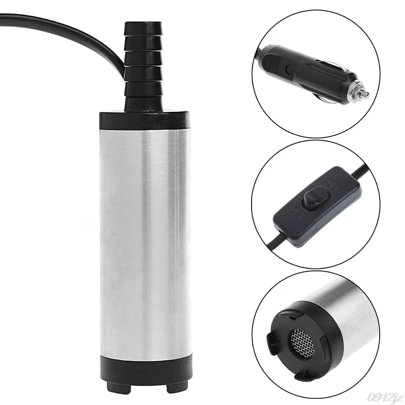 DC 12V Electric Submersible Pump Stainless Steel Submersible Pump for Water Diesel Oil Kerosene 12L/m Refueling Tool