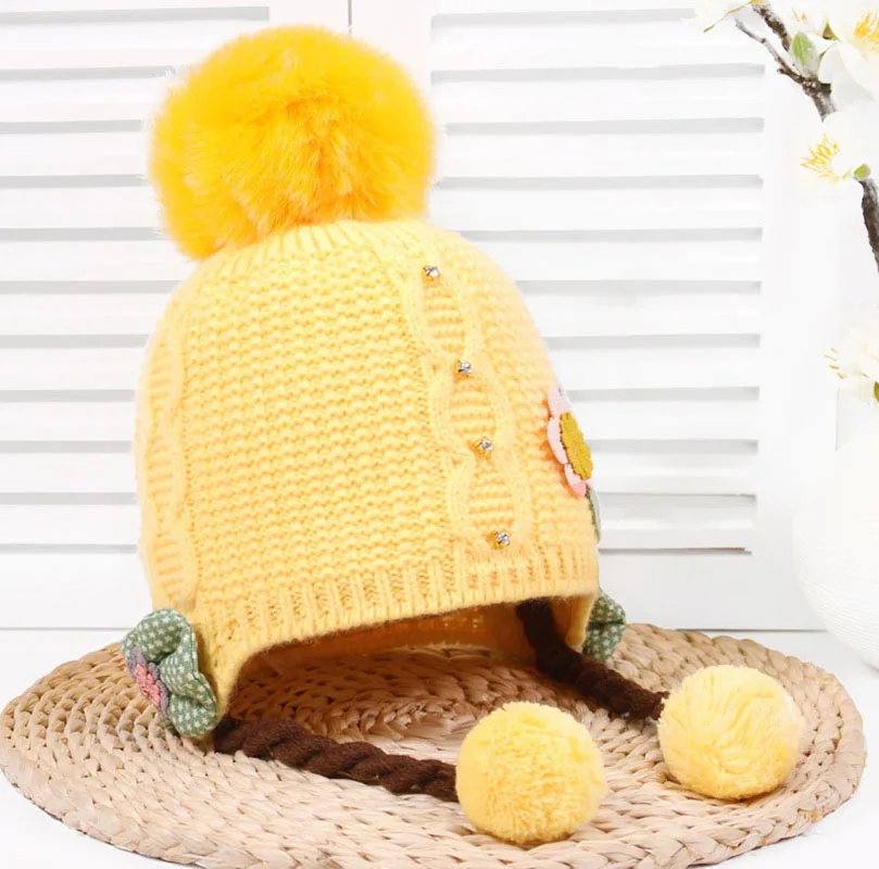 Sizes 1-5 Years Boys Girls Hats Kids Winter Hats Bonnet Enfant Hat For Children Baby Muts Skullies Beanies hat femal - Цвет: Yellow