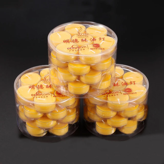4 Hours Burning Natural Butter Lamp Candles, Ghee Candles, Plastic