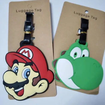 

1 Pcs Cartoon Super Mario Bros PVC Cosplay Key Chain Soft Rubber Luggage Tag Boarding Pass Bag Tags Hanging Action Figures