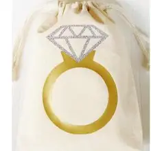 Пользовательские кольцо невесты свадебное муслин пользу подарок спасибо Сумки сумки девичник свадьбу душ Добро пожаловать конфеты сумка