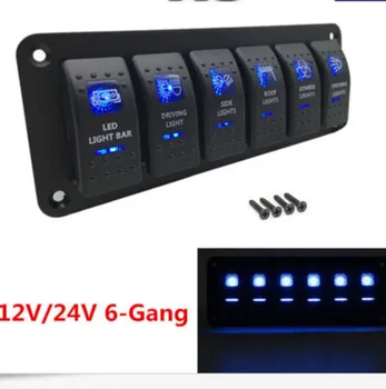 

Waterproof IP65 Rocker Switch Panel 6 Gang 2LED Light Circuit Breaker DC 12V-24V environmentally friendly For boat/yachts/buses