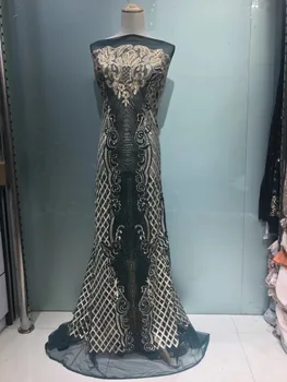 

2019 High Quality African Laces Embroidery Fabrics / Royal Blue Sequins African Net Swiss Lace Fabric