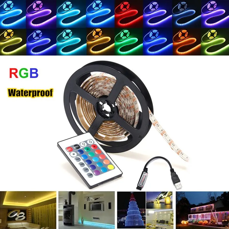 

0.5/1/2/3/4/5M RGB LED Strip Light 5050 SMD Waterproof USB Powered LED Strip Light TV Back Mood Light DC 5V Remote Control